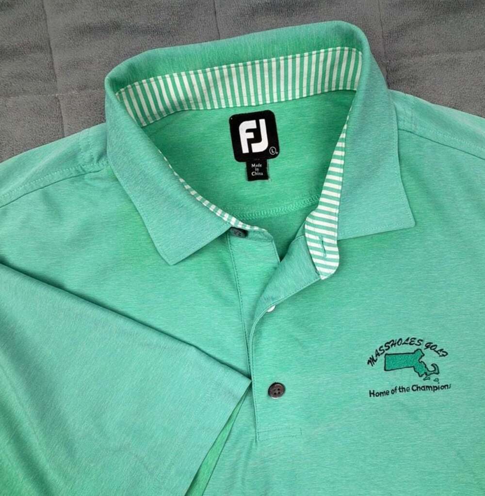 FootJoy Performance Golf Polo Shirt Men's Large Green Massholes Golf Embroidered